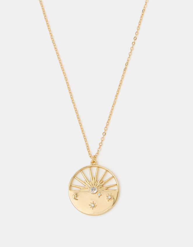 14ct Gold-Plated Celestial Sunbeam Pendant Necklace, , large
