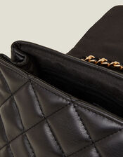 Quilted Faux Leather Cross-Body Bag, Black (BLACK), large