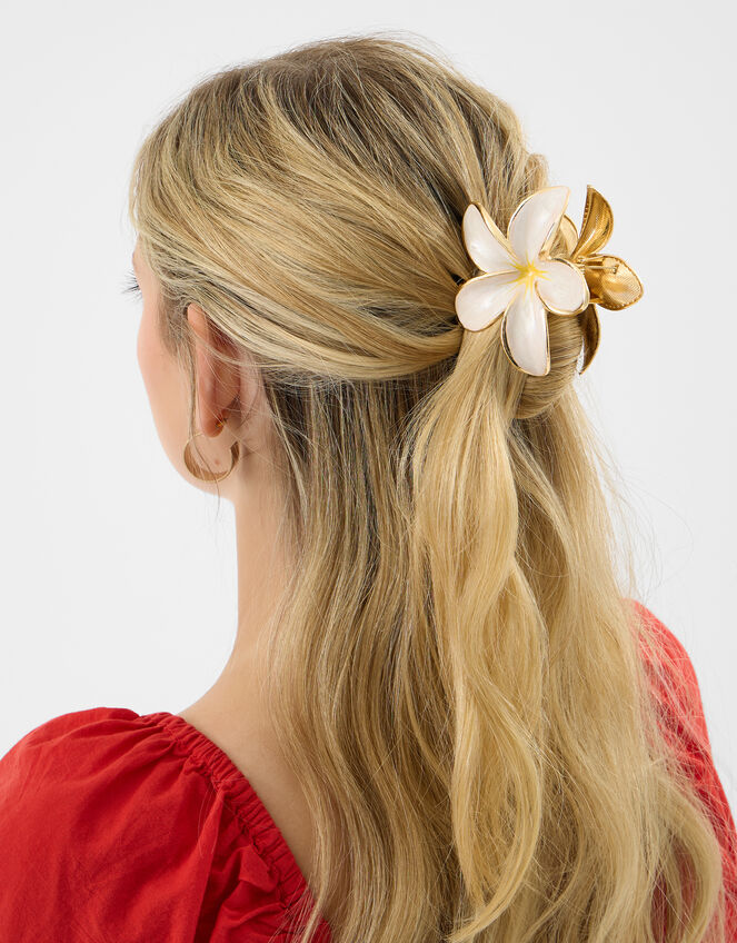 Tropical Flower Metal Claw Clip, , large