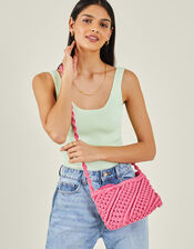 Macrame Cross-Body Bag, Pink (PINK), large