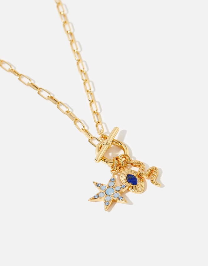 Gold-Plated Talisman T-Bar Necklace , , large
