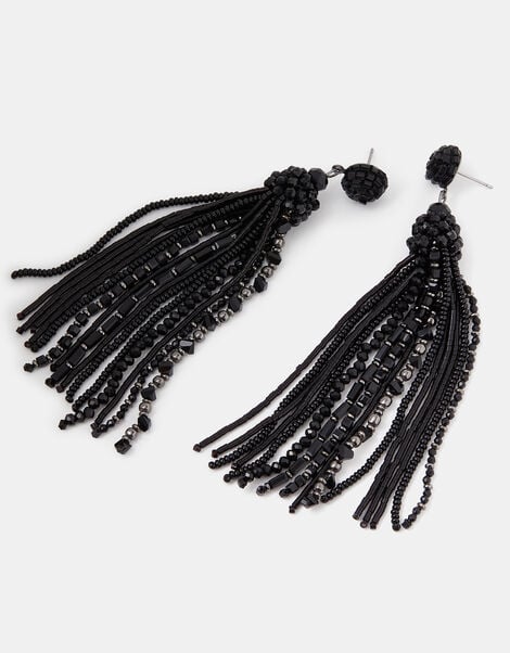Bead Tassel Drop Earrings, , large