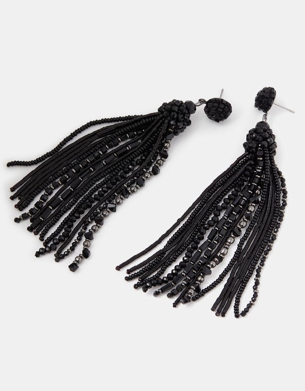 Bead Tassel Drop Earrings, , large