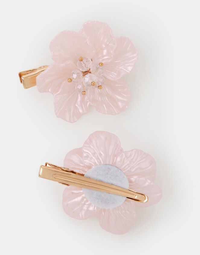 2-Pack Girls Blossom Flower Hair Clips, Pink (PINK), large