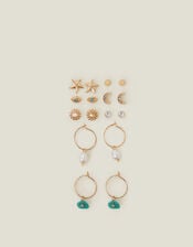 8-Pack Summer Stud and Hoop Earrings, , large