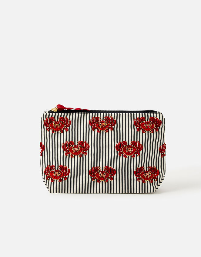 Crab Embroidered Washbag , , large