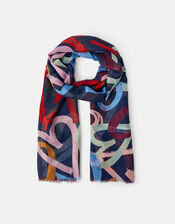 Lightweight Heart Print Scarf, , large