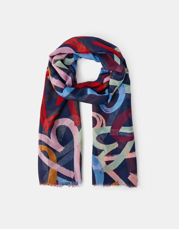 Lightweight Heart Print Scarf, , large