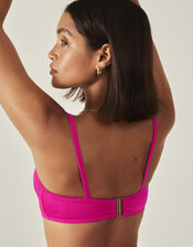 Ribbed V-Neck Crop Bikini Top, Pink (PINK), large