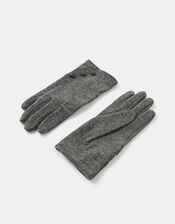 Button Detail Wool Gloves, Grey (GREY), large