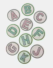 Round Initial Beaded Coaster, Multi (PASTEL MULTI), large