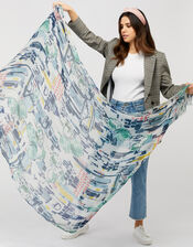 Tuscany Printed Scarf in Recycled Polyester, , large