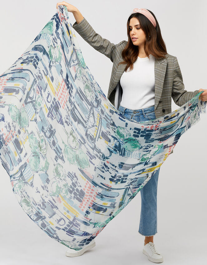 Tuscany Printed Scarf in Recycled Polyester, , large
