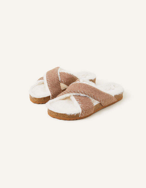 Cross-Over Suede Sandals, Tan (TAN), large