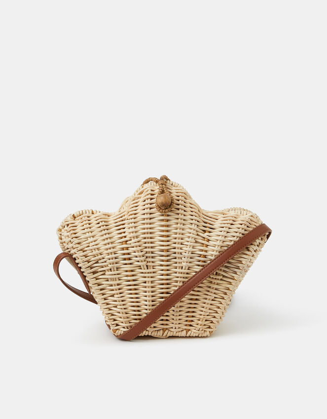 Wicker Shell Crossbody Bag, , large