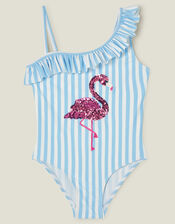 Girls Flamingo Embellished Swimsuit, Multi (PASTEL MULTI), large