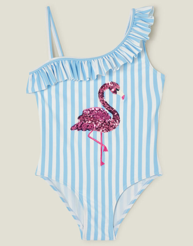 Girls Flamingo Embellished Swimsuit, Multi (PASTEL MULTI), large