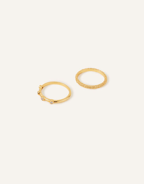 14ct Gold-Plated Sparkle Rings Set of Two, Gold (GOLD), large