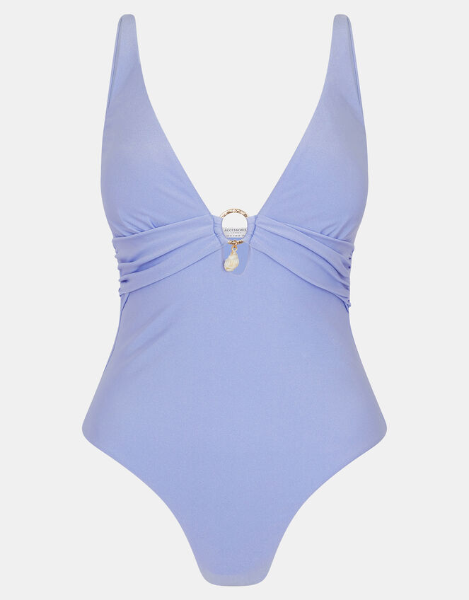 Plunge Shimmer Swimsuit, Blue (BLUE), large