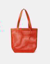 Mesh Stripe Shopper Bag, Orange (ORANGE), large