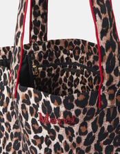 Merci Leopard Print Cotton Shopper Bag, , large