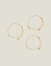3-Pack Star and Pearl Anklets, , large
