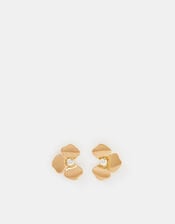Two Tone Half Flower Stud Earrings, , large