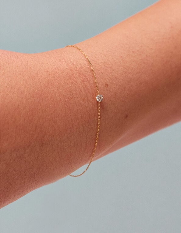 Lab Grown Diamond 0.1ct Chain Bracelet 9ct Gold, , large