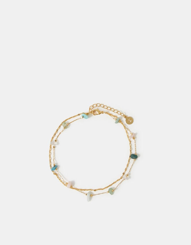 14ct Gold-Plated Semi Precious Anklet, , large