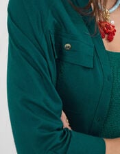 Lace Trim Beach Cover Up Shirt, Teal (TEAL), large