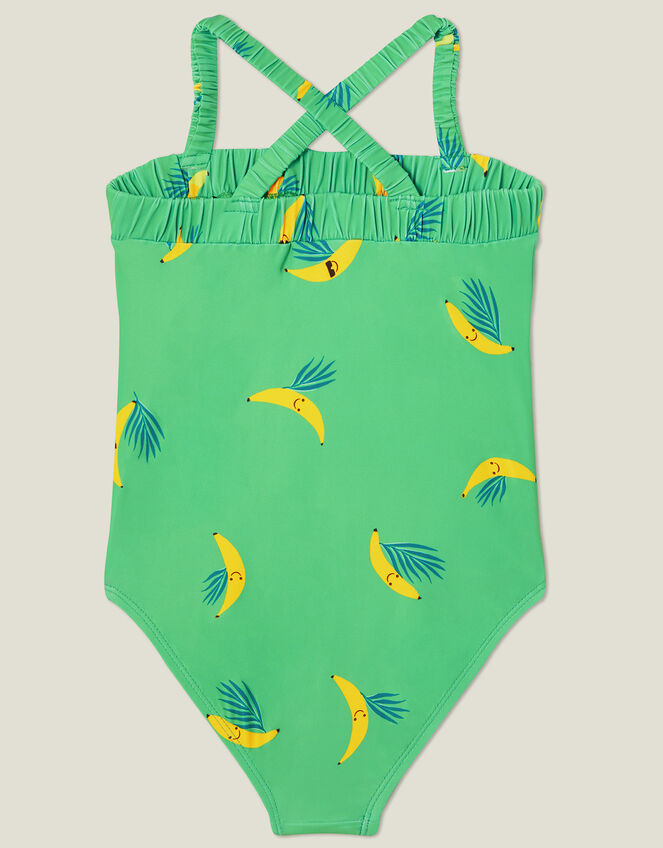 Girls Banana Print Swimsuit, Green (GREEN), large