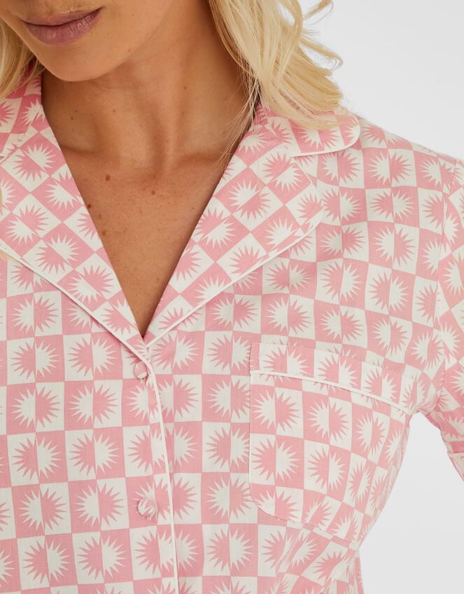 Checkerboard Sun Print Short Pyjamas Set, Pink (PINK), large