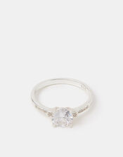 Sterling Silver Cubic Zirconia Engagement Ring, Silver (ST SILVER), large