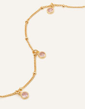 14ct Gold-Plated Sparkle Charm Station Necklace, Pink (PINK), large