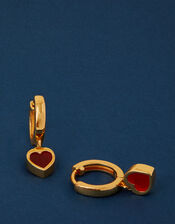 14ct Gold-Plated Heart Hoop Earrings, , large