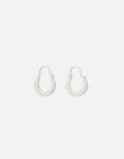 Sterling Silver Cut-Out Mini Hoops, , large
