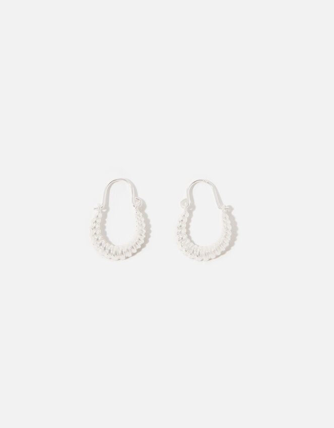 Sterling Silver Cut-Out Mini Hoops, , large