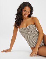 Textured Stripe Swimsuit, Camel (BEIGE), large