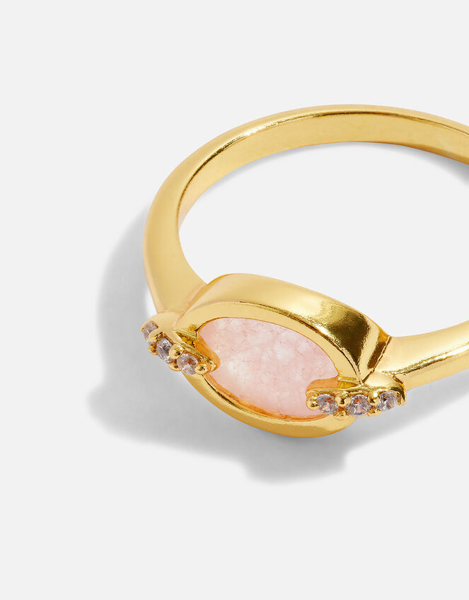 14ct Gold-Plated Rose Quartz Ring, Gold (GOLD), large