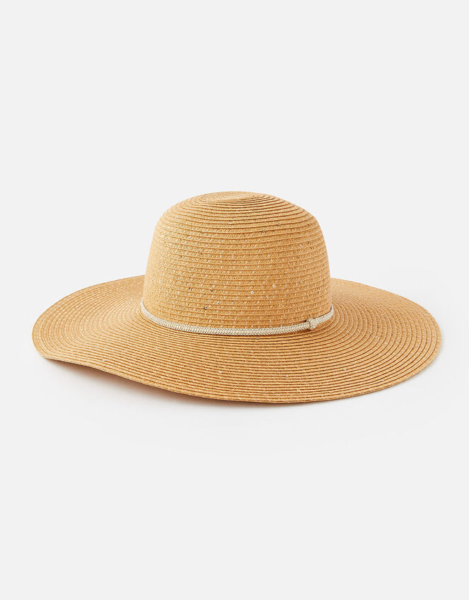 Santorini Sequin Floppy hat , Natural (NATURAL), large