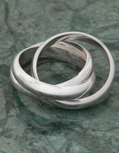 Sterling Silver Plated Twisted Ring, Silver (ST SILVER), large