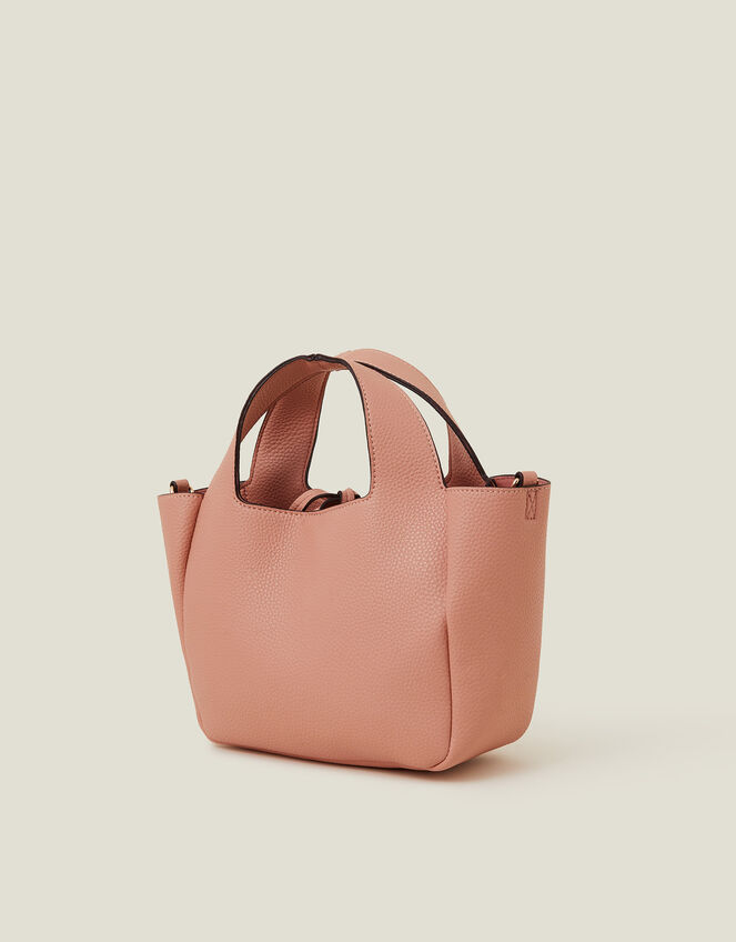 Top Handle Faux Leather Cross-Body Bag, Pink (BLUSH), large