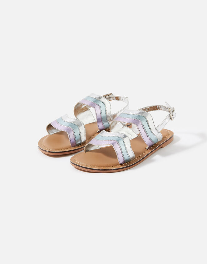 Girls Wavy Metallic Sandals, Metallic (METALLICS), large