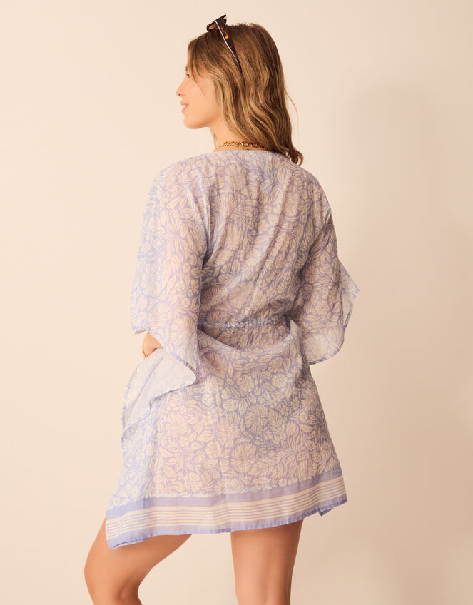 Floral Print Mini Kaftan, Blue (BLUE), large