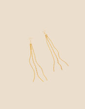 Gold-Plated Star Long Drop Chain Earrings, , large