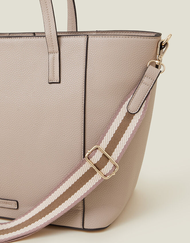 Faux Leather Shoulder Bag, Nude (NUDE), large