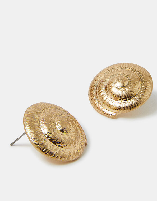 Brushed Swirl Statement Earrings Gold, , large