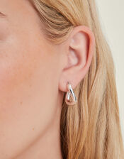Sterling Silver Chunky Molten Hoop Earrings, , large