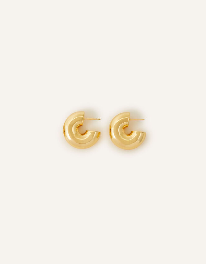 14ct Gold-Plated Chunky Bubble Hoop Earrings, , large