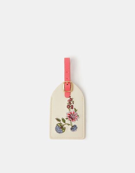 Floral Embroidered Luggage Tag, , large